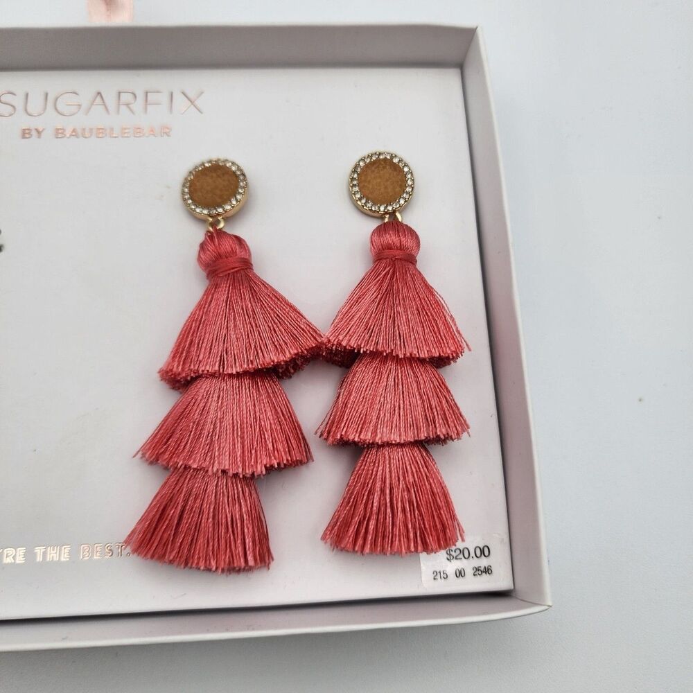 Baublebar Earrings Rhinestone Gabriela Pink tassel